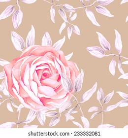 Watercolor seamless roses pattern