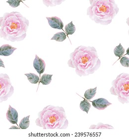 Watercolor seamless roses pattern. Background for web pages, wedding invitations, save the date cards.