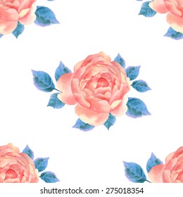 Watercolor seamless roses pattern. Background for web pages, wedding invitations, save the date cards.