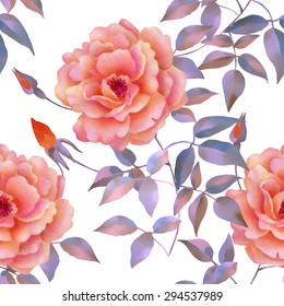 Watercolor seamless roses pattern. Background for web pages, wedding invitations, save the date cards.