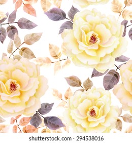 Watercolor seamless roses pattern. Background for web pages, wedding invitations, save the date cards.