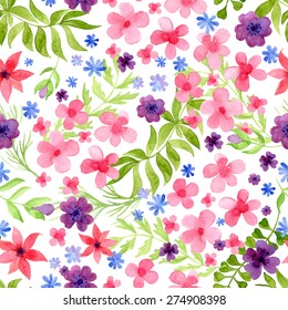 watercolor seamless tropical background. vector floral illustration