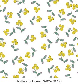 Watercolor Seamless vector pattern design. Cutu flowers colorful style, retro, rustic scarf design. 