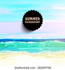 Watercolor Seascape for Summer Holidays Design.