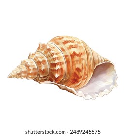 Watercolor seashells isolated white background. Hand drawn illustration. Collection realistic sea shell for design.