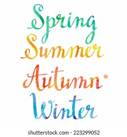 Watercolor seasons. Vector illustration