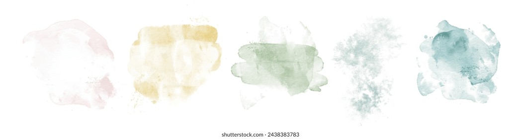 Watercolor set of abstract colourful stains. Splashing hand drawn vector traced painting.