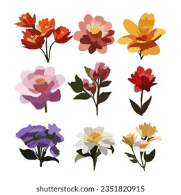 Watercolor set colored wildflowers news