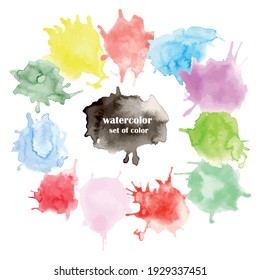 conjunto de color de agua de diferentes colores vector a mano