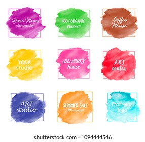 Watercolor set elements for design