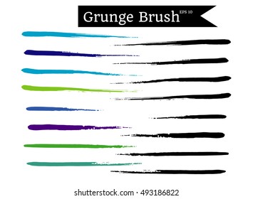 Watercolor set of grunge brush strokes collection, Vector illustration, Black and Multicolor, EPS 10