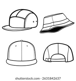 Watercolor set of a hat product vector illustration 