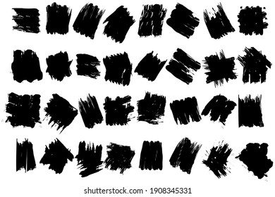 Watercolor set. Ink brush stroke. Dirty design. Line art. Vector pattern. Stock image. EPS 10.