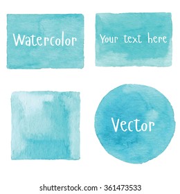 Watercolor set of objects. Light blue watercolor. Vector