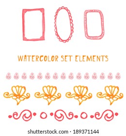 Watercolor set ribbon. Vector illustration.