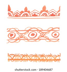 Watercolor set ribbon. Vector illustration.