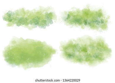 Watercolor set of tropical texture. Green Vector backgrounds.
Abstract aquarelle. Colorful splash on white backdrop. Beautiful texture for your graphic design.