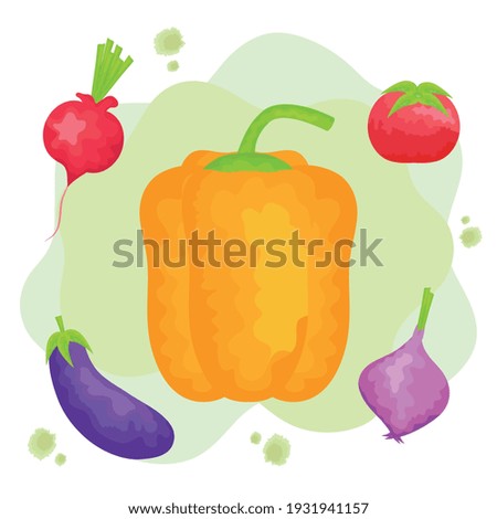 watercolor set vegetables healthy food
