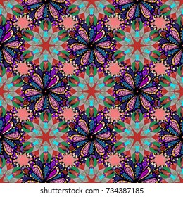 Watercolor set of vintage floral tropical natural elements. Exotic flowers, botanical bright classic nature on black, blue and pink colors. Vector illustration.