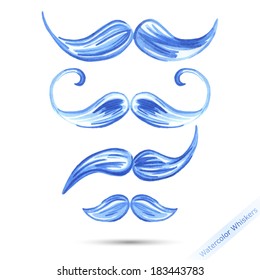 Watercolor set of whiskers. Vector.