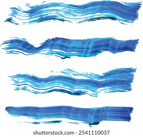 Watercolor set of wide paint brush strokes