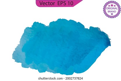 Watercolor Shape. Abstract  frame design, banner with blue color isolated on transparent background, eps 10. Vector version of raster image.