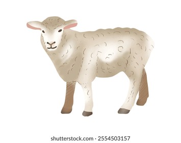 watercolor sheep farm animal element clip art