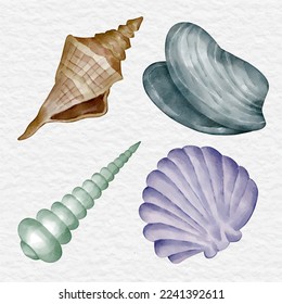 watercolor shellfish ocean collection set