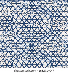 Watercolor Shoji Design. Kimono Tile.  Shibori Seamless Pattern. Tie Dye Abstract Texture. Batik Tie Dye Border. Stencil Japan Background. Organic Minimal Grid. Navy Blue and Beige