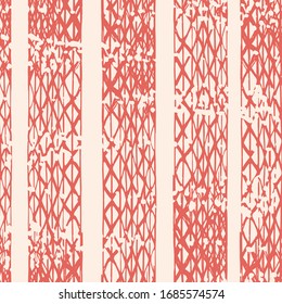 Watercolor Shoji Design. Kimono Tile.  Organic Minimal Grid. Batik Tie Dye Border. Stencil Japan Background. Shibori Seamless Pattern. Tie Dye Abstract Texture. Terracotta Red and White