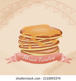 Watercolor Shrove Tuesday pancake day illustration