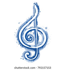 watercolor sign treble clef for a musical concert poster