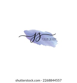 Watercolor Signature logo for Initial Letter JZ - Vector Logo Template for Alphabet J and Z
