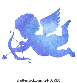 watercolor silhouette of an angel.watercolor painting on white background