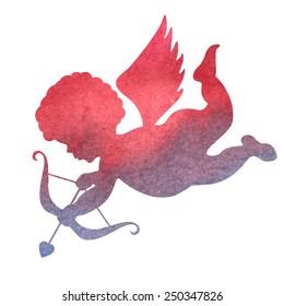 watercolor silhouette of an angel.watercolor painting on white background