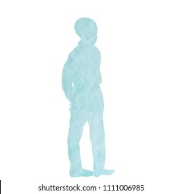 watercolor silhouette boy