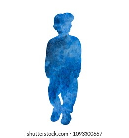 watercolor silhouette boy in cap