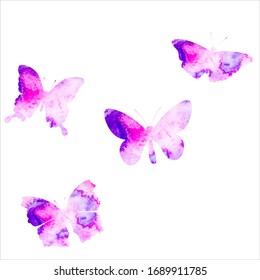 watercolor silhouette of a butterfly flying,  isolated vector