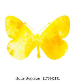 watercolor silhouette butterfly, yellow