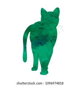 watercolor silhouette cat