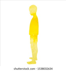 watercolor silhouette of a child, a boy