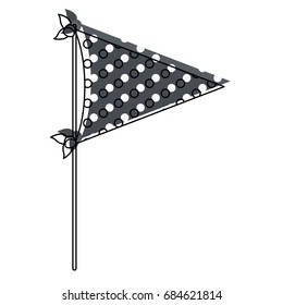 watercolor silhouette of decorative flags party with several dots inside for celebration vector illustration