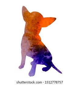 watercolor silhouette of a dog sitting