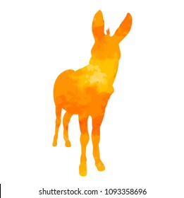 watercolor silhouette of a donkey
