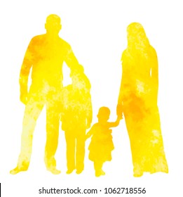 Watercolor Silhouette Family