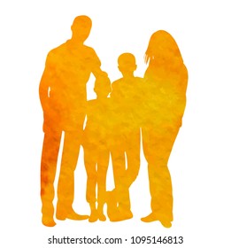 watercolor silhouette family with children