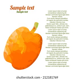 Watercolor silhouette fruit peach isolated on a white background and space for text - vector 