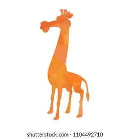 Watercolor silhouette of a giraffe on an isolated background. Vector illustration