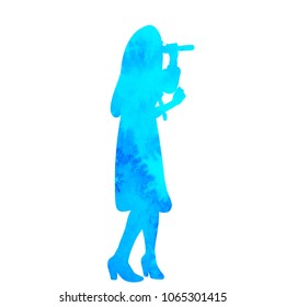  watercolor silhouette girl singing