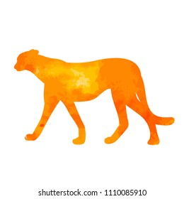 watercolor silhouette, jaguar is coming
